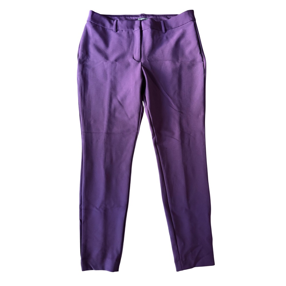 Express Women's 12R Purple Stretchy Straight Leg Trousers | SKU 1083